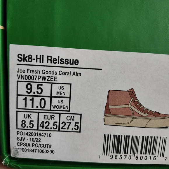 Vans Vault Sk8-Hi Reissue Platform XJoe Fresh Goods Coral Aim Sz 11W - Picture 13 of 14